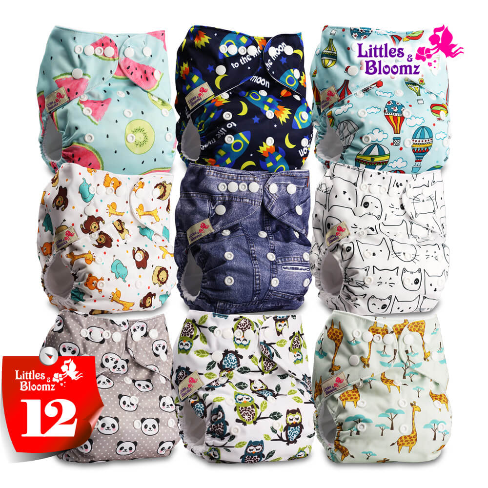 9 Pack One Size Pocket Cloth Diaper With 10 Inserts