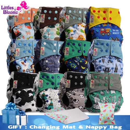 Hipposshop-12pcs/set Cloth Diaper Packages Charcoal-23 Standard Popper